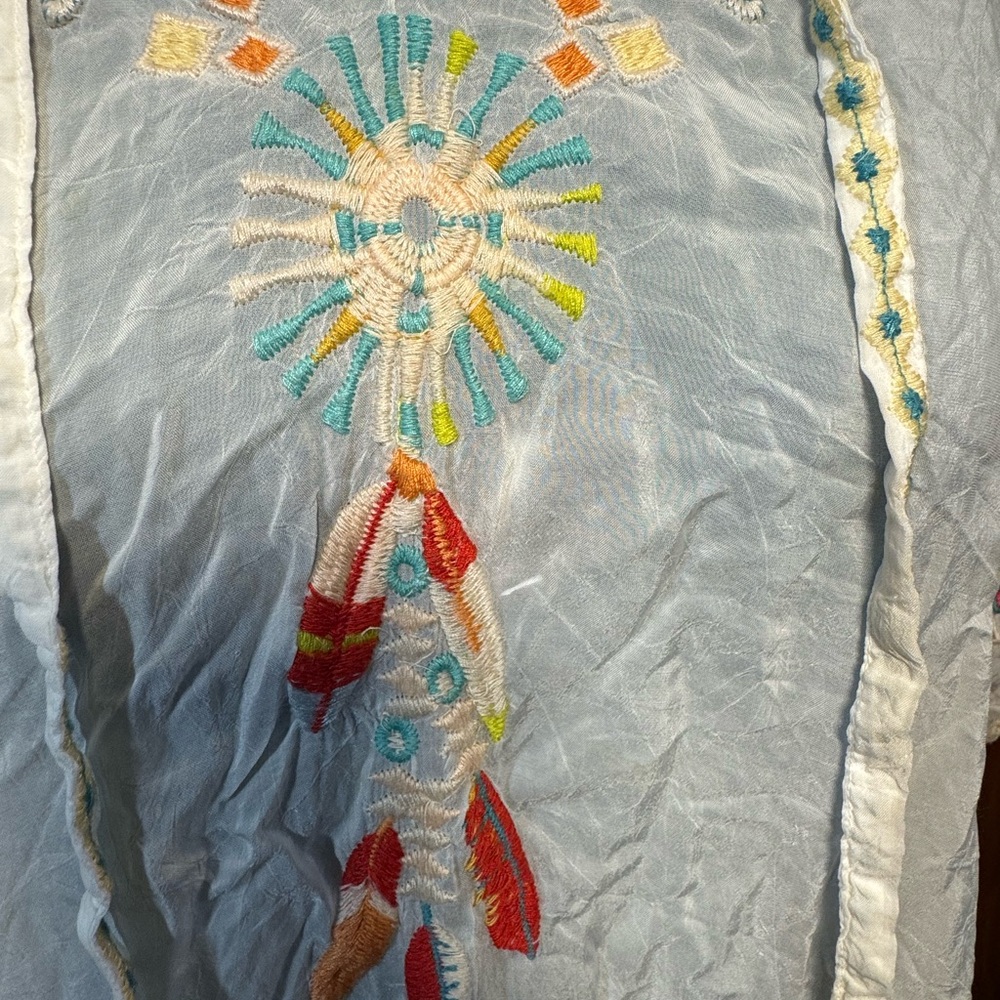 EUC - RARE Johnny Was oversized white embroidered poncho/tunic - Size Large - Picture 3 of 16